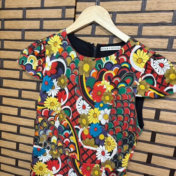 Alice & Olivia‎ Kirby Ruffled Floral Print Dress Size 0 - Picture 4 of 11
